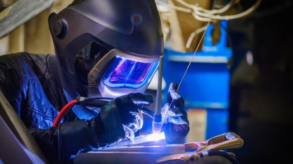 Picture of TIG welding in process.